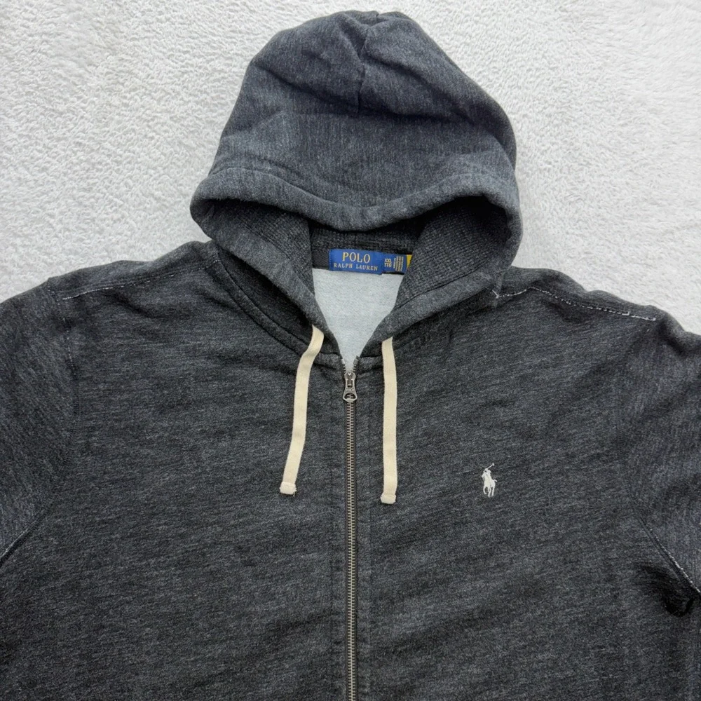 Polo Ralph Lauren Mens Charcoal Grey Heather Full Zip Hoodie Sweatshirt XXL